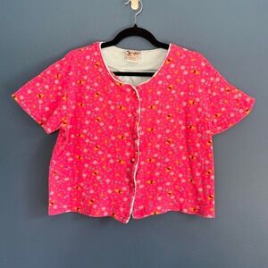 Vintage 90s Disney Sleep Shirt Women's Size Small Winnie The Pooh Pink‎ Blue